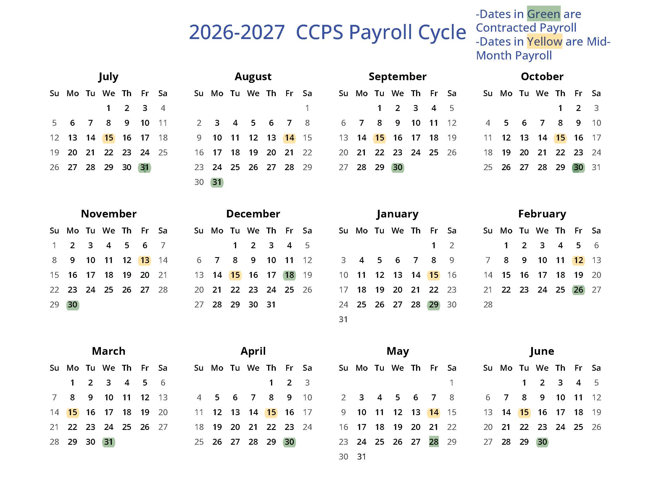 Payroll Calendar
